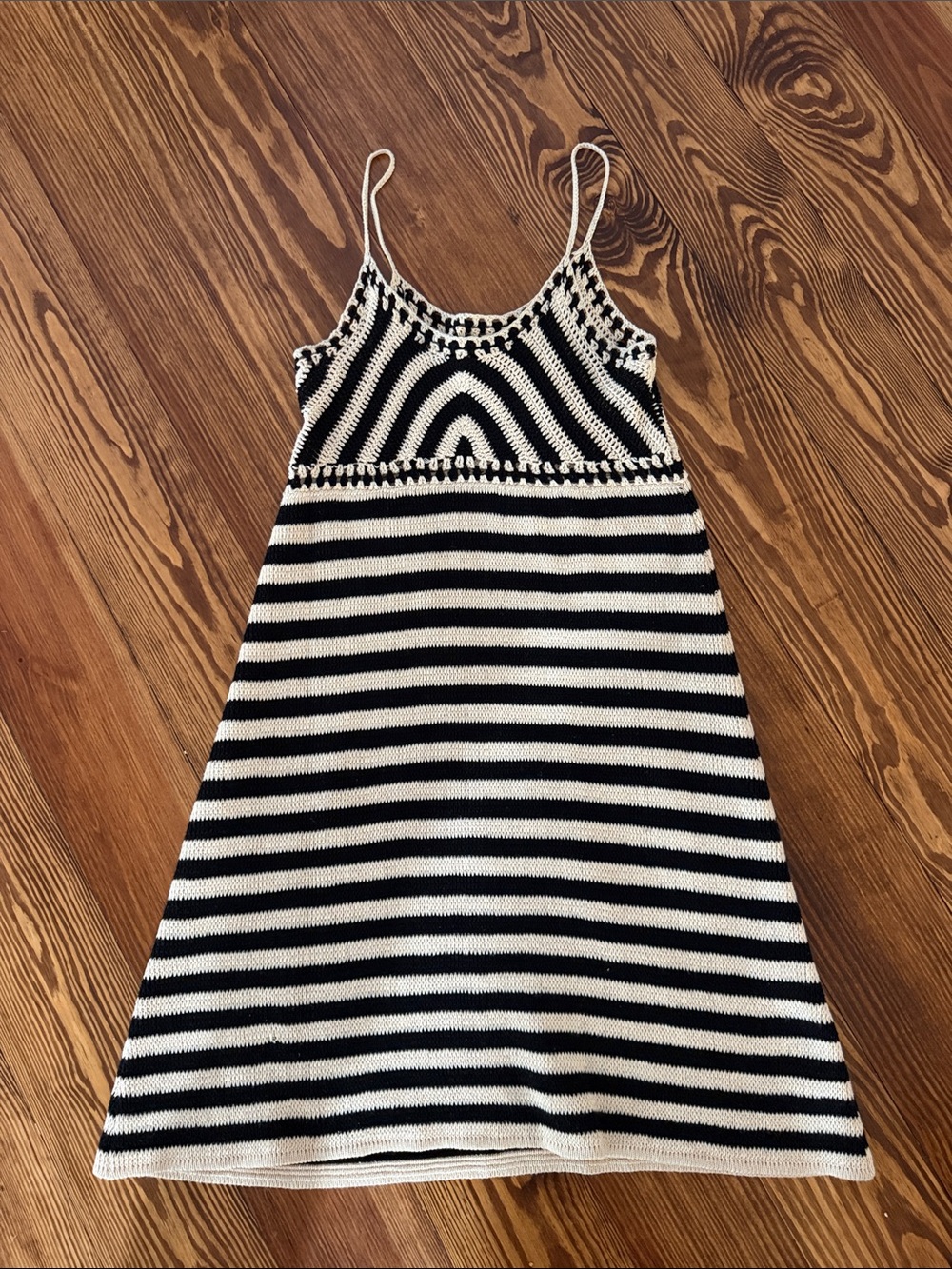 Black & cream Striped Knit Sundress